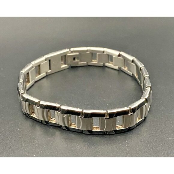 Unbranded Other - Unisex Open Link Bracelet  Stainless Steel Black Silver 7.75" ID Style Classic